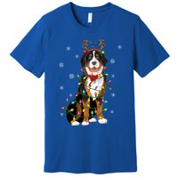 Xmas Lighting Reindeer Hat Bernese Mountain Dog Christmas Gift Premium T-Shirt