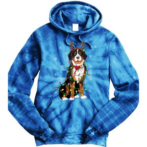 Xmas Lighting Reindeer Hat Bernese Mountain Dog Christmas Gift Tie Dye Hoodie