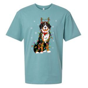 Xmas Lighting Reindeer Hat Bernese Mountain Dog Christmas Gift Sueded Cloud Jersey T-Shirt