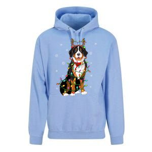 Xmas Lighting Reindeer Hat Bernese Mountain Dog Christmas Gift Unisex Surf Hoodie