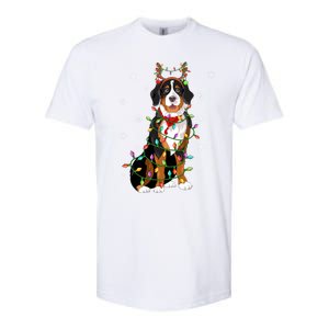 Xmas Lighting Reindeer Hat Bernese Mountain Dog Christmas Gift Softstyle CVC T-Shirt