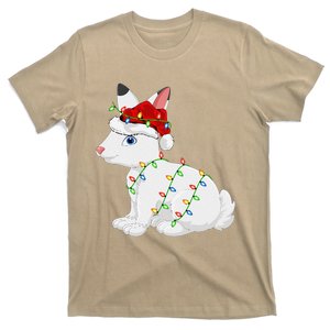 Xmas Lights Santa Hat Arctic Hare Christmas T-Shirt