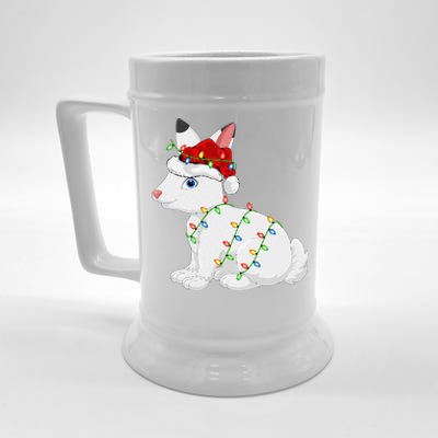 Xmas Lights Santa Hat Arctic Hare Christmas Beer Stein