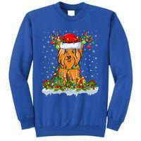 Xmas Lighting Santa Yorkshire Terrier Dog Christmas Gift Tall Sweatshirt