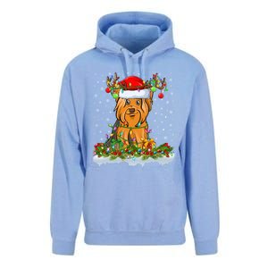 Xmas Lighting Santa Yorkshire Terrier Dog Christmas Gift Unisex Surf Hoodie