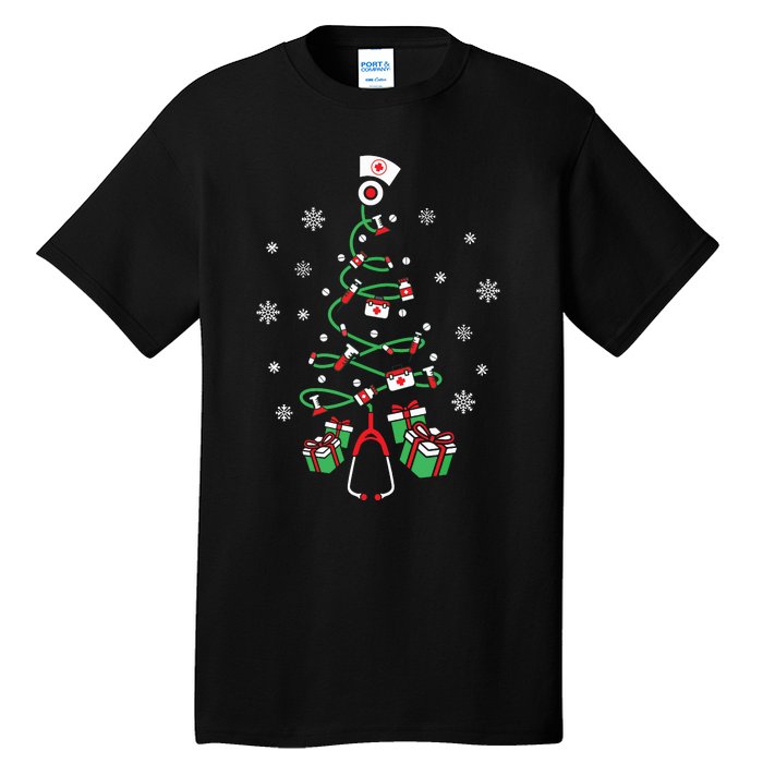 Xmas Lpn Stethoscope Rn Nursing Christmas Tree Nurse Tall T-Shirt