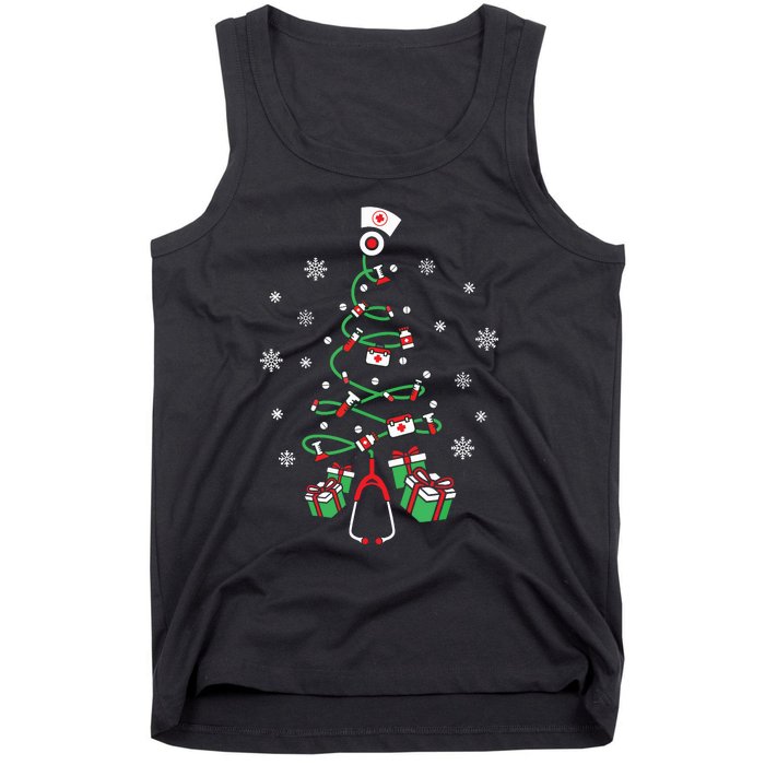 Xmas Lpn Stethoscope Rn Nursing Christmas Tree Nurse Tank Top