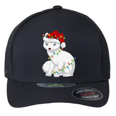 Xmas Lights Santa Hat Arctic Fox Christmas Flexfit Unipanel Trucker Cap