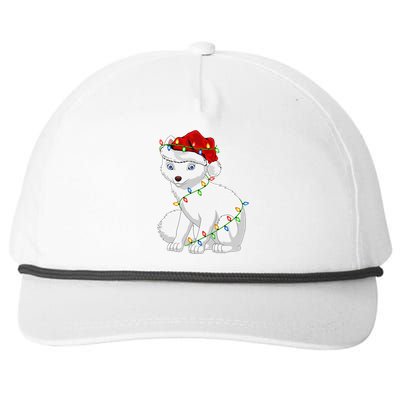 Xmas Lights Santa Hat Arctic Fox Christmas Snapback Five-Panel Rope Hat