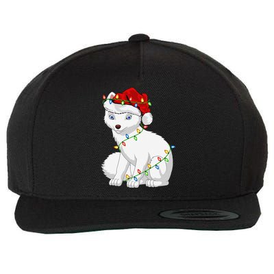 Xmas Lights Santa Hat Arctic Fox Christmas Wool Snapback Cap