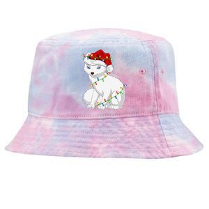 Xmas Lights Santa Hat Arctic Fox Christmas Tie-Dyed Bucket Hat