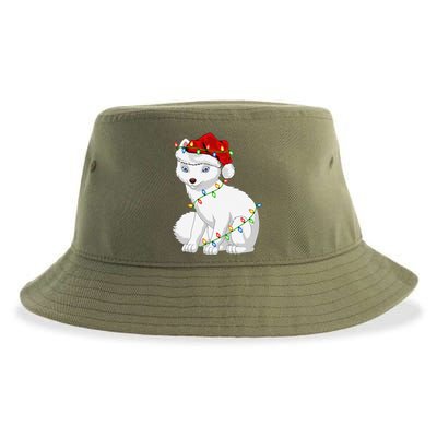 Xmas Lights Santa Hat Arctic Fox Christmas Sustainable Bucket Hat