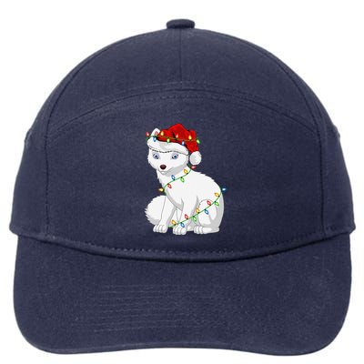 Xmas Lights Santa Hat Arctic Fox Christmas 7-Panel Snapback Hat