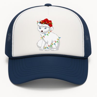 Xmas Lights Santa Hat Arctic Fox Christmas Trucker Hat