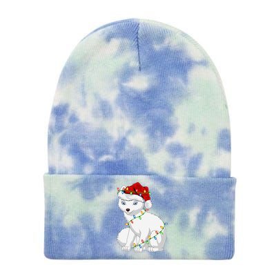 Xmas Lights Santa Hat Arctic Fox Christmas Tie Dye 12in Knit Beanie