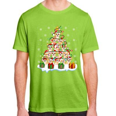 Xmas Lighting Santa Corgi Dog Christmas Tree Cool Gift Adult ChromaSoft Performance T-Shirt