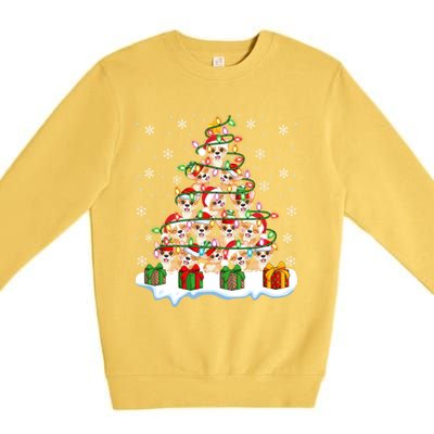 Xmas Lighting Santa Corgi Dog Christmas Tree Cool Gift Premium Crewneck Sweatshirt