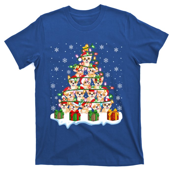 Xmas Lighting Santa Corgi Dog Christmas Tree Cool Gift T-Shirt