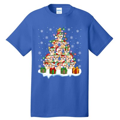 Xmas Lighting Santa Corgi Dog Christmas Tree Cool Gift Tall T-Shirt