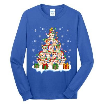 Xmas Lighting Santa Corgi Dog Christmas Tree Cool Gift Tall Long Sleeve T-Shirt