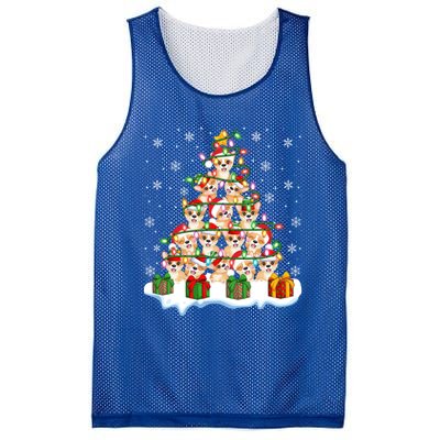 Xmas Lighting Santa Corgi Dog Christmas Tree Cool Gift Mesh Reversible Basketball Jersey Tank