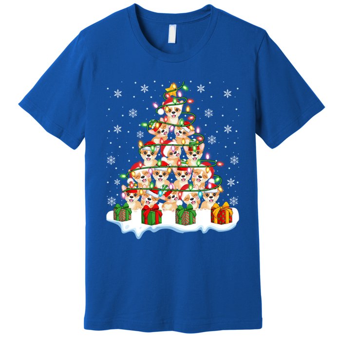 Xmas Lighting Santa Corgi Dog Christmas Tree Cool Gift Premium T-Shirt