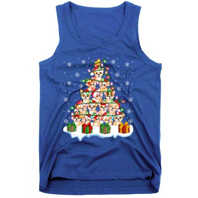 Xmas Lighting Santa Corgi Dog Christmas Tree Cool Gift Tank Top