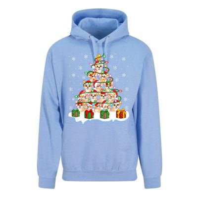 Xmas Lighting Santa Corgi Dog Christmas Tree Cool Gift Unisex Surf Hoodie