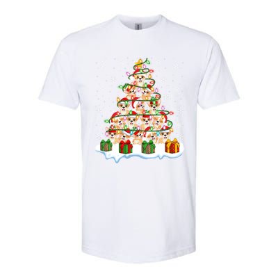 Xmas Lighting Santa Corgi Dog Christmas Tree Cool Gift Softstyle CVC T-Shirt