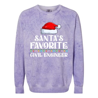 Xmas Lights SantaS Favorites Civil Engineer Christmas Gift Colorblast Crewneck Sweatshirt