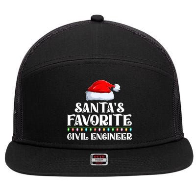 Xmas Lights SantaS Favorites Civil Engineer Christmas Gift 7 Panel Mesh Trucker Snapback Hat