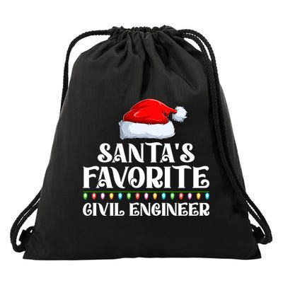 Xmas Lights SantaS Favorites Civil Engineer Christmas Gift Drawstring Bag