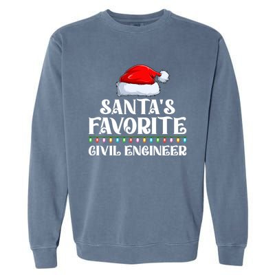 Xmas Lights SantaS Favorites Civil Engineer Christmas Gift Garment-Dyed Sweatshirt