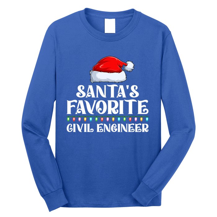 Xmas Lights SantaS Favorites Civil Engineer Christmas Gift Long Sleeve Shirt