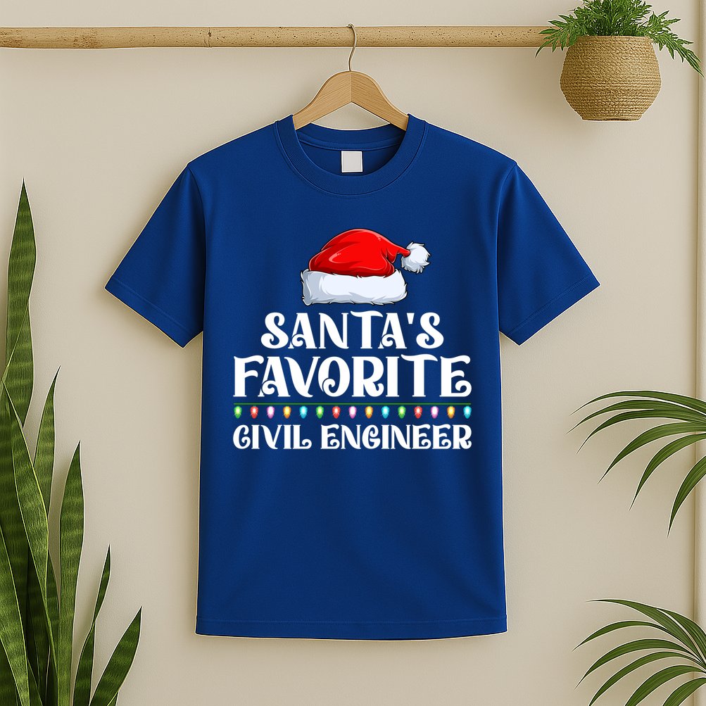 Xmas Lights SantaS Favorites Civil Engineer Christmas Gift T-Shirt