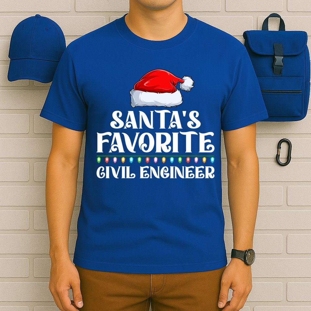 Xmas Lights SantaS Favorites Civil Engineer Christmas Gift T-Shirt