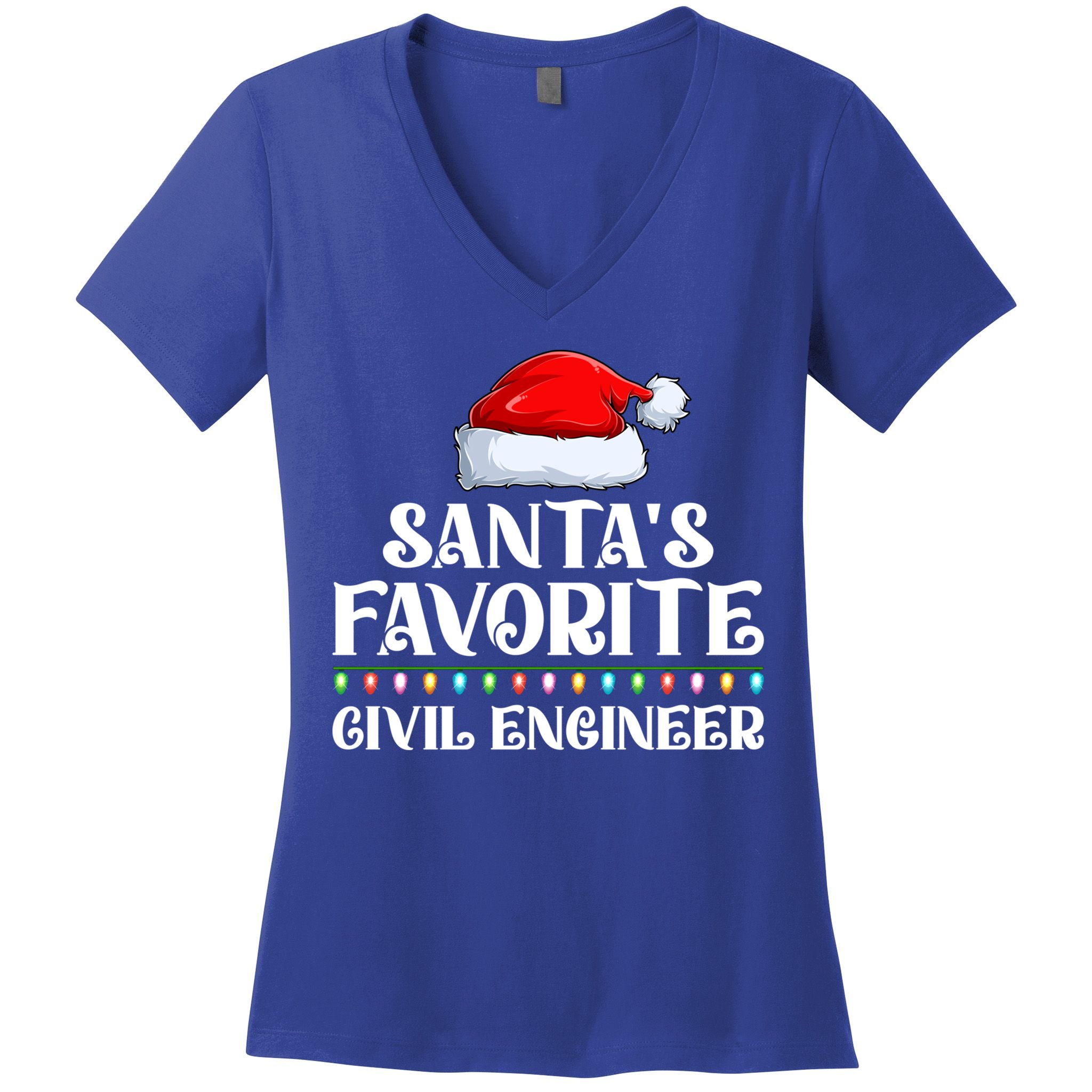 Xmas Lights SantaS Favorites Civil Engineer Christmas Gift Women's V-Neck T-Shirt