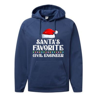 Xmas Lights SantaS Favorites Civil Engineer Christmas Gift Performance Fleece Hoodie