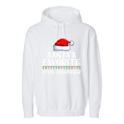 Xmas Lights SantaS Favorites Civil Engineer Christmas Gift Garment-Dyed Fleece Hoodie