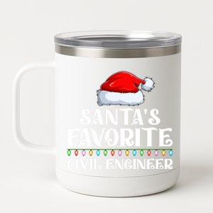 Xmas Lights SantaS Favorites Civil Engineer Christmas Gift 12 oz Stainless Steel Tumbler Cup