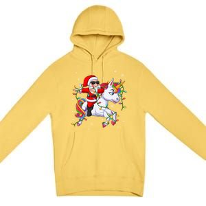 Xmas Lighting Sweater Style Santa Riding Unicorn Christmas Great Gift Premium Pullover Hoodie