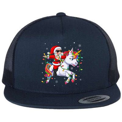 Xmas Lighting Sweater Style Santa Riding Unicorn Christmas Great Gift Flat Bill Trucker Hat