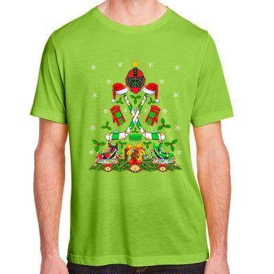 Xmas Lighting Santa Ice Hockey Christmas Tree Meaningful Gift Adult ChromaSoft Performance T-Shirt