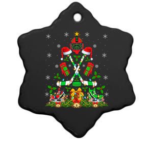 Xmas Lighting Santa Ice Hockey Christmas Tree Meaningful Gift Ceramic Star Ornament