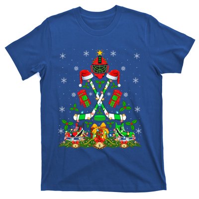 Xmas Lighting Santa Ice Hockey Christmas Tree Meaningful Gift T-Shirt