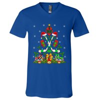 Xmas Lighting Santa Ice Hockey Christmas Tree Meaningful Gift V-Neck T-Shirt