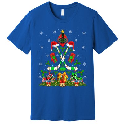 Xmas Lighting Santa Ice Hockey Christmas Tree Meaningful Gift Premium T-Shirt