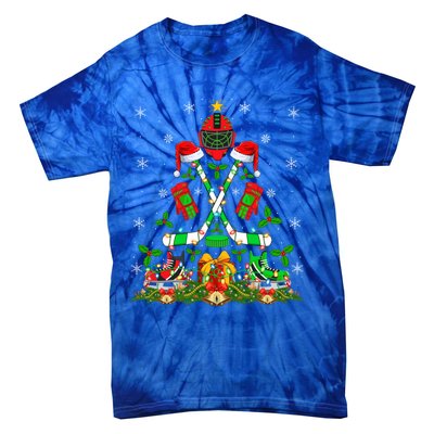 Xmas Lighting Santa Ice Hockey Christmas Tree Meaningful Gift Tie-Dye T-Shirt