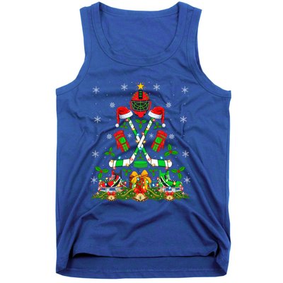 Xmas Lighting Santa Ice Hockey Christmas Tree Meaningful Gift Tank Top