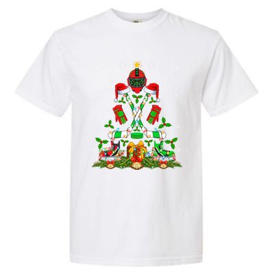 Xmas Lighting Santa Ice Hockey Christmas Tree Meaningful Gift Garment-Dyed Heavyweight T-Shirt